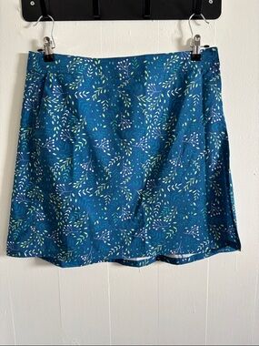 Ripskirt Hawaii Blue Leaf-Print Mini Wrap Skirt Size Large